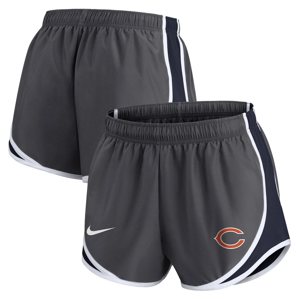 Nike Women's Charcoal Chicago Bears Logo Performance Tempo Shorts 3 Nike Women's Charcoal Chicago Bears Logo Performance Tempo Shorts