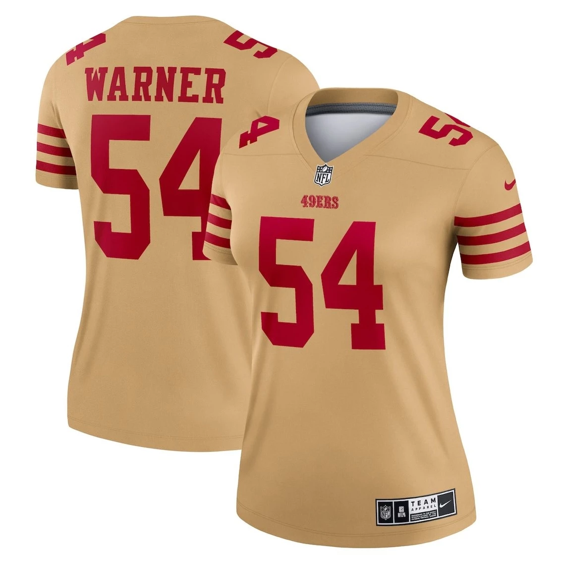 Nike Women's Fred Warner Gold San Francisco 49ers Inverted Legend Jersey 3 Nike Women's Fred Warner Gold San Francisco 49ers Inverted Legend Jersey