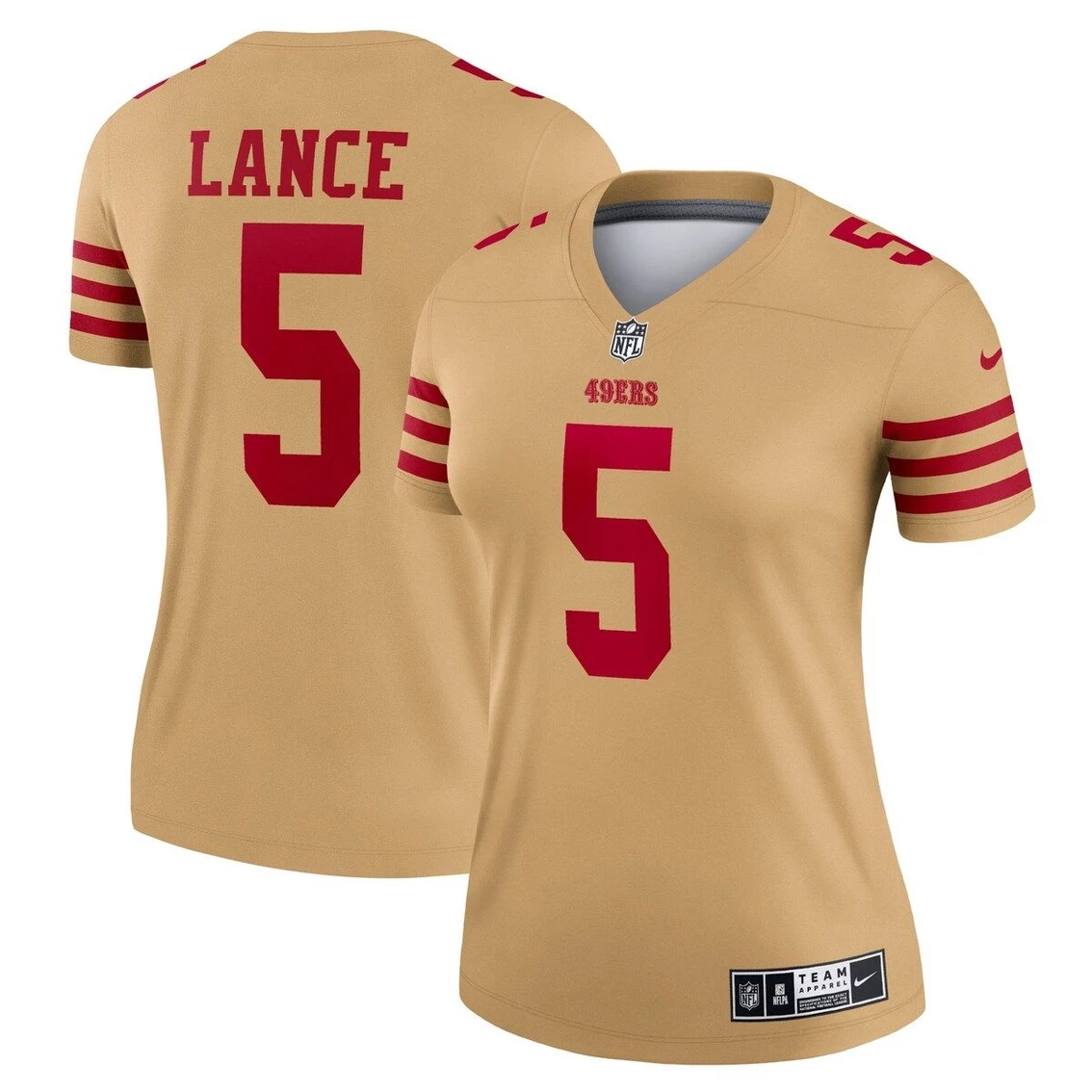 Nike Women's Trey Lance Gold San Francisco 49ers Team Inverted Legend Jersey 4 Nike Women's Trey Lance Gold San Francisco 49ers Team Inverted Legend Jersey - Image 2