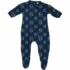 Outerstuff Chicago Bears Infant Piped Full Zip Raglan Sleeper - Navy Blue