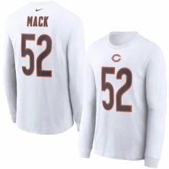 Nike Men's Khalil Mack White Chicago Bears Player Name & Number Long Sleeve T-Shirt