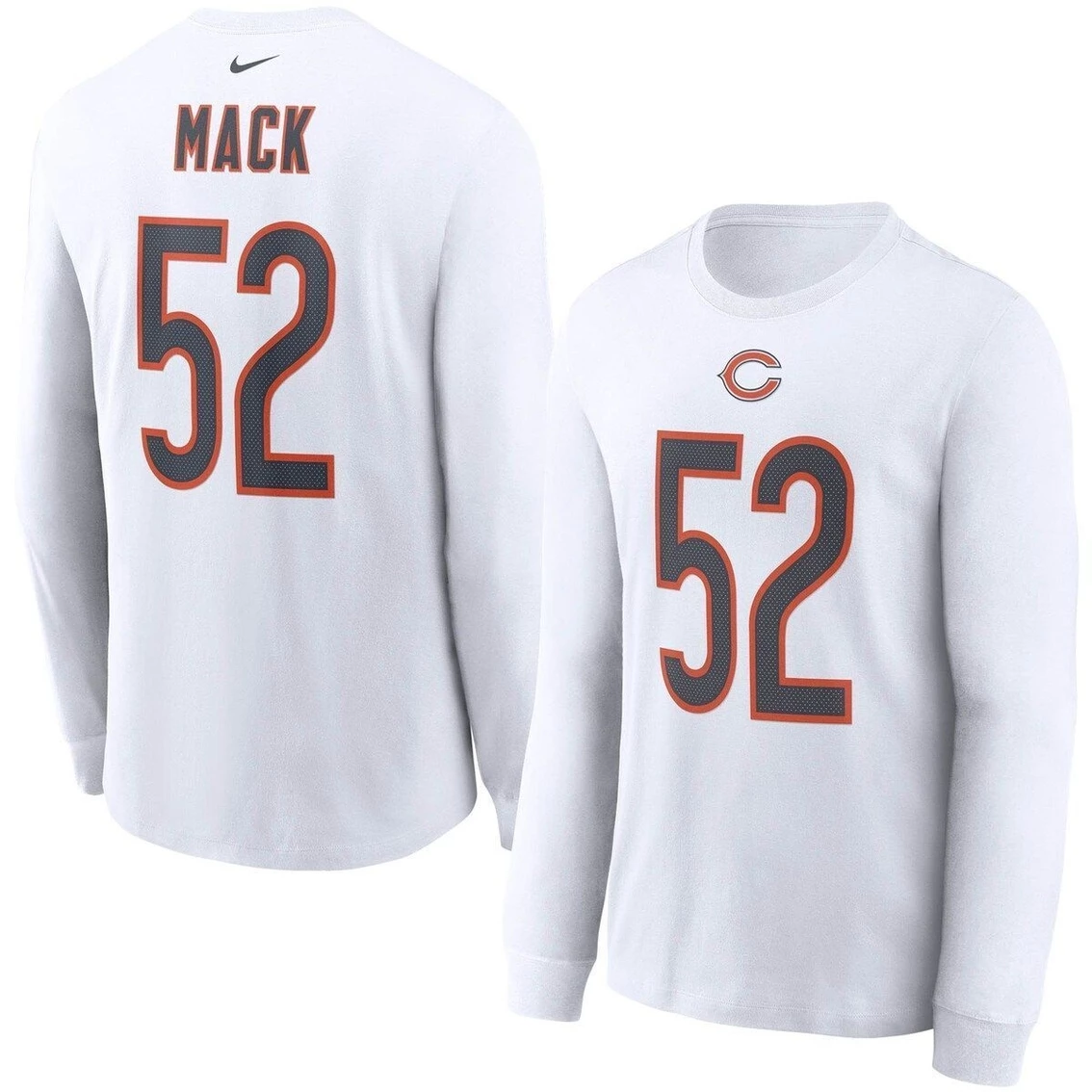 Nike Men's Khalil Mack White Chicago Bears Player Name & Number Long Sleeve T-Shirt 4 Nike Men's Khalil Mack White Chicago Bears Player Name & Number Long Sleeve T-Shirt - Image 2