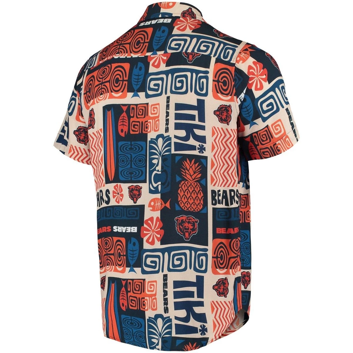 FOCO Men's Orange/Tan Chicago Bears Tiki Floral Button-Up Woven Shirt 6 FOCO Men's Orange/Tan Chicago Bears Tiki Floral Button-Up Woven Shirt - Image 4