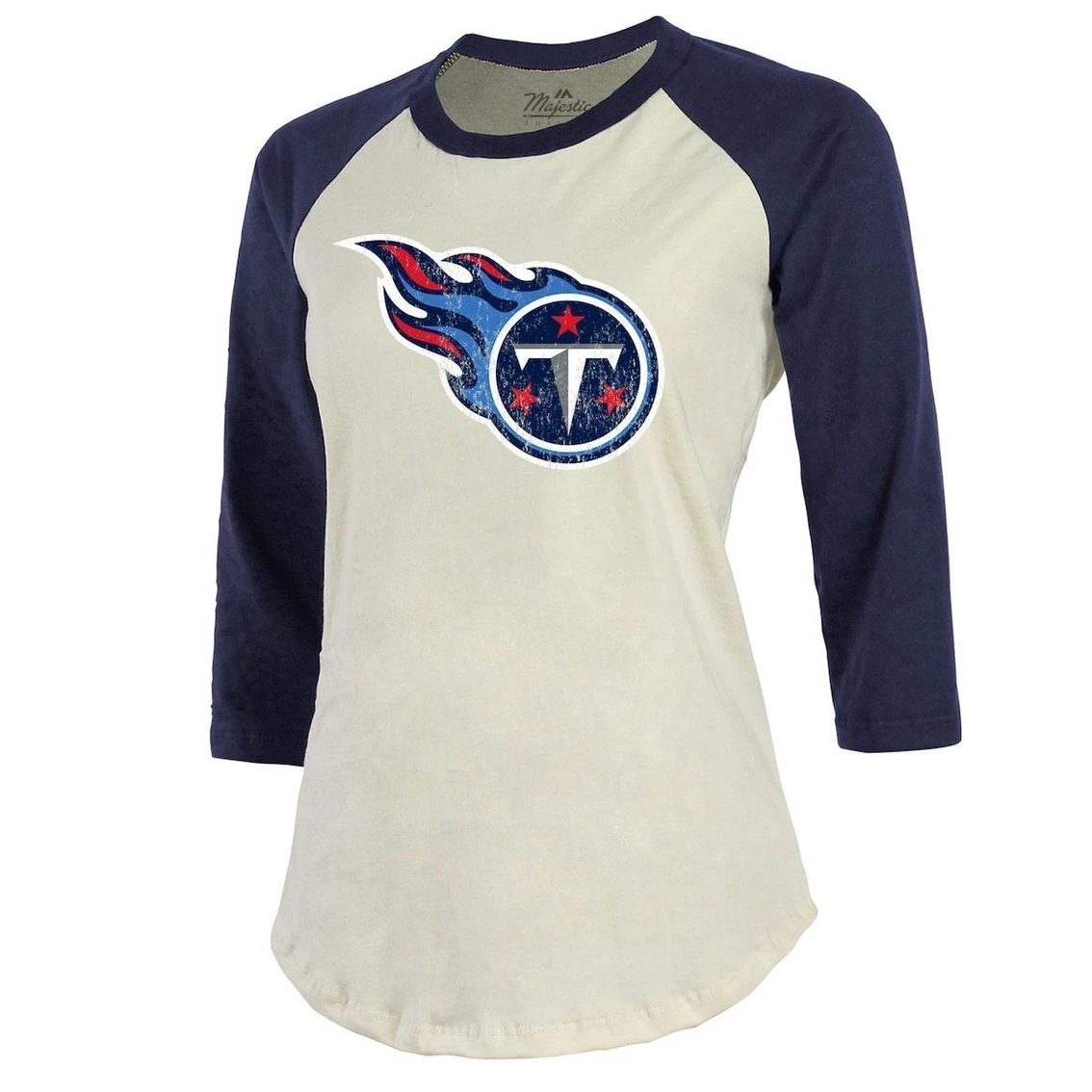 Majestic Threads Women's Julio Jones Cream/Navy Tennessee Titans Player Name & Number Raglan 3/4-Sleeve T-Shirt 5 Majestic Threads Women's Julio Jones Cream/Navy Tennessee Titans Player Name & Number Raglan 3/4-Sleeve T-Shirt - Image 3