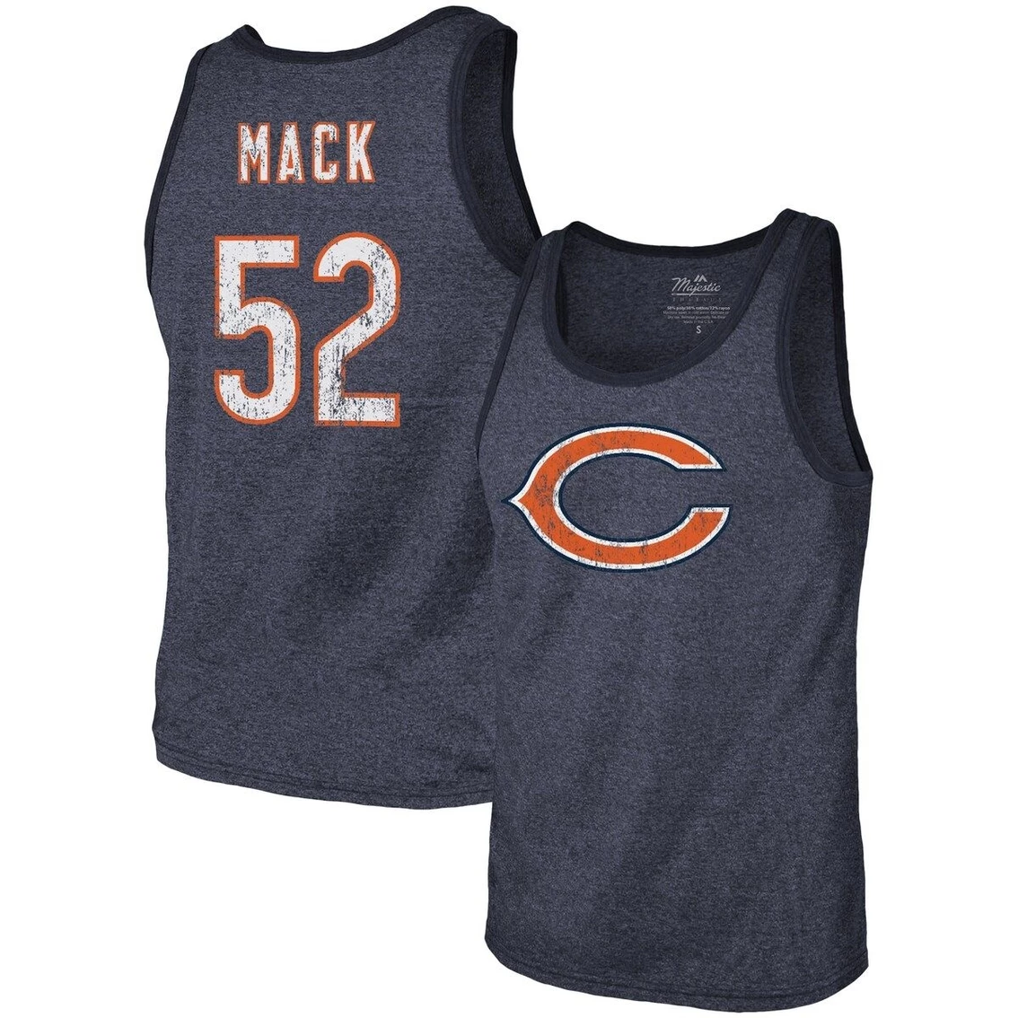 Majestic Threads Men's Khalil Mack Navy Chicago Bears Name & Number Tri-Blend Tank Top 3 Majestic Threads Men's Khalil Mack Navy Chicago Bears Name & Number Tri-Blend Tank Top