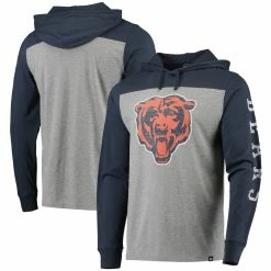 '47 Men's Heathered Gray/Navy Chicago Bears Franklin Wooster Long Sleeve Hoodie T-Shirt