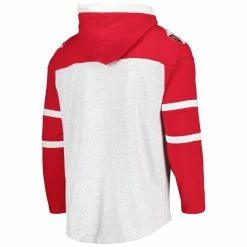 '47 Men's San Francisco 49ers Heather Gray Historic Logo Gridiron Lace-Up Pullover Hoodie -Fanatics DSCO1161611178 1927 ALT3