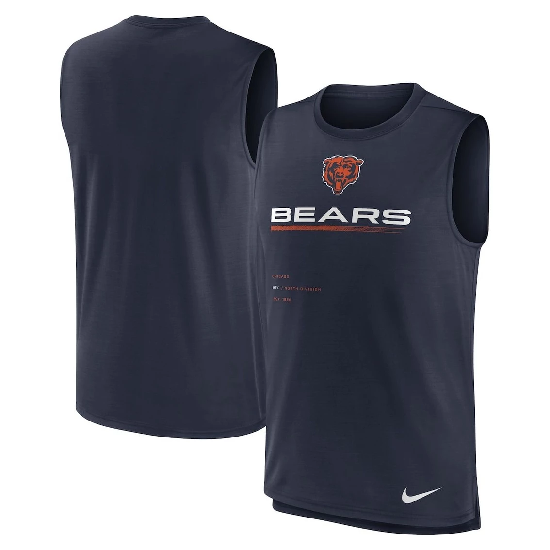 Nike Men's Navy Chicago Bears Muscle Trainer Tank Top 3 Nike Men's Navy Chicago Bears Muscle Trainer Tank Top
