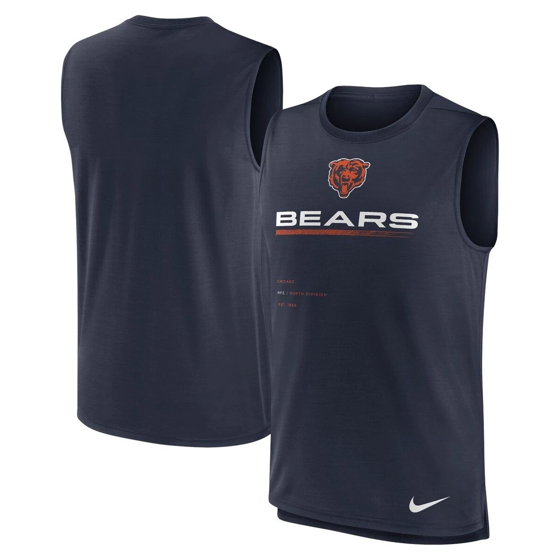 Nike Men's Navy Chicago Bears Muscle Trainer Tank Top 4 Nike Men's Navy Chicago Bears Muscle Trainer Tank Top - Image 2
