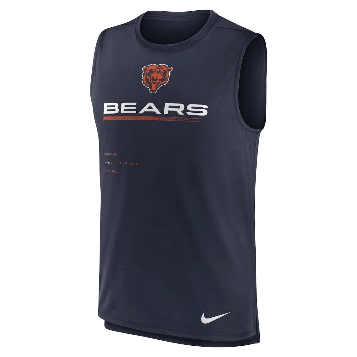 Nike Men's Navy Chicago Bears Muscle Trainer Tank Top 5 Nike Men's Navy Chicago Bears Muscle Trainer Tank Top - Image 3