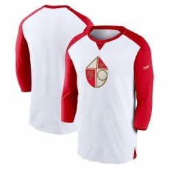 Nike Men's White/Scarlet San Francisco 49ers Rewind 3/4-Sleeve T-Shirt -Fanatics DSCO1161614518 3550 ALT1