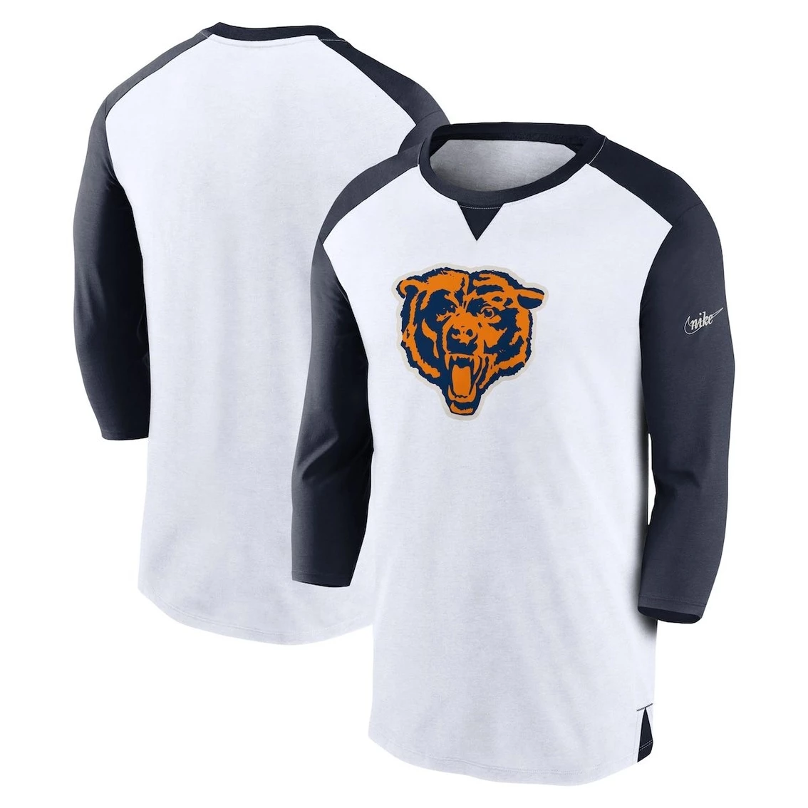 Nike Men's White/Navy Chicago Bears Rewind 3/4-Sleeve T-Shirt 3 Nike Men's White/Navy Chicago Bears Rewind 3/4-Sleeve T-Shirt