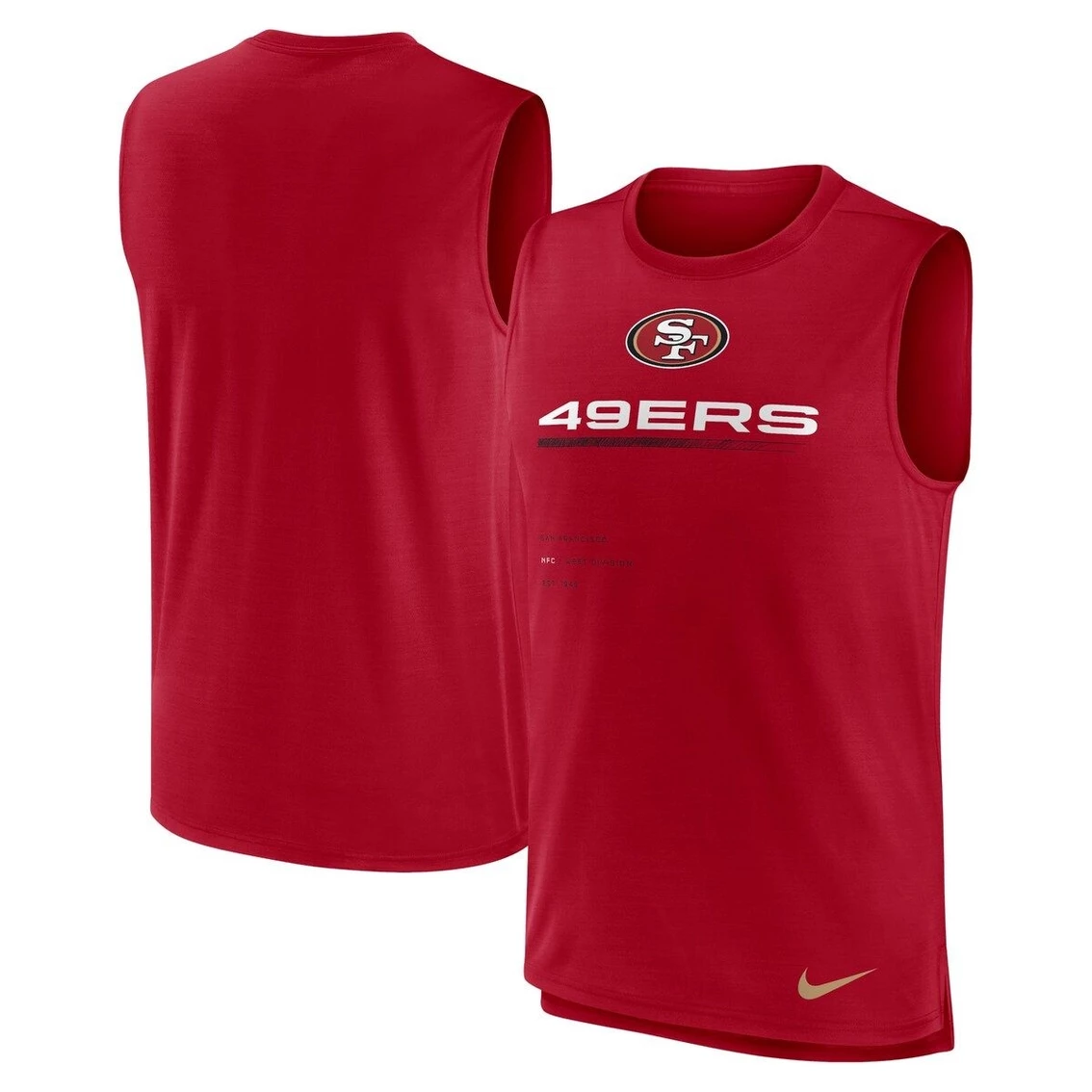Nike Men's Scarlet San Francisco 49ers Muscle Trainer Tank Top 4 Nike Men's Scarlet San Francisco 49ers Muscle Trainer Tank Top - Image 2