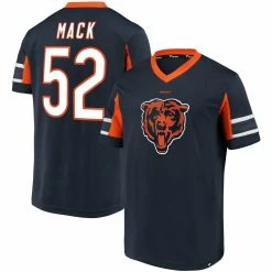 Fanatics Branded Men's Khalil Mack Navy Chicago Bears Hashmark Player Name & Number V-Neck Top
