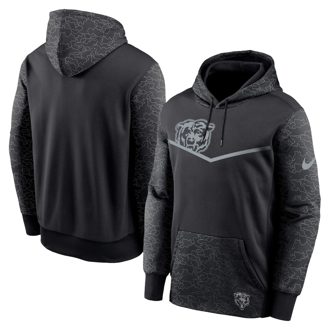 Nike Men's Black Chicago Bears RFLCTV Chevron Pullover Hoodie 3 Nike Men's Black Chicago Bears RFLCTV Chevron Pullover Hoodie