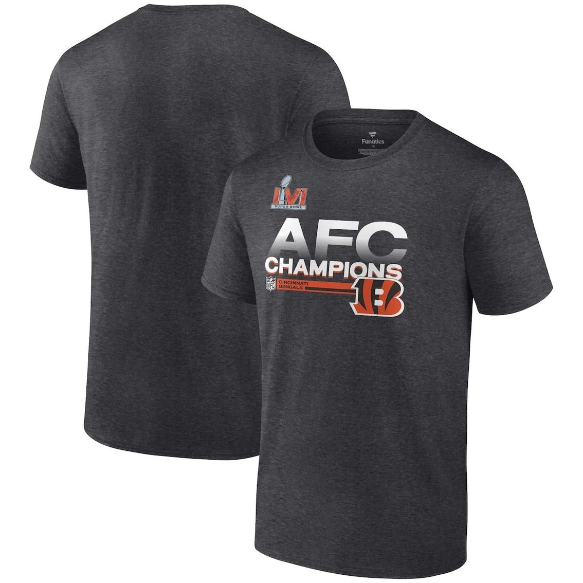 Fanatics Branded Men's Heathered Charcoal Cincinnati Bengals 2021 AFC S Locker Room Trophy Collection T-Shirt 3 Fanatics Branded Men's Heathered Charcoal Cincinnati Bengals 2021 AFC S Locker Room Trophy Collection T-Shirt