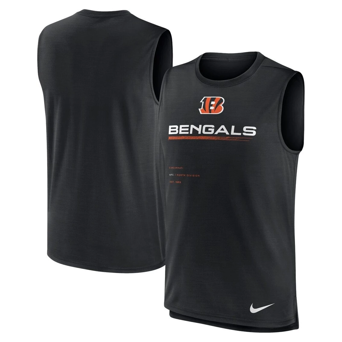 Nike Men's Black Cincinnati Bengals Muscle Trainer Tank Top 4 Nike Men's Black Cincinnati Bengals Muscle Trainer Tank Top - Image 2