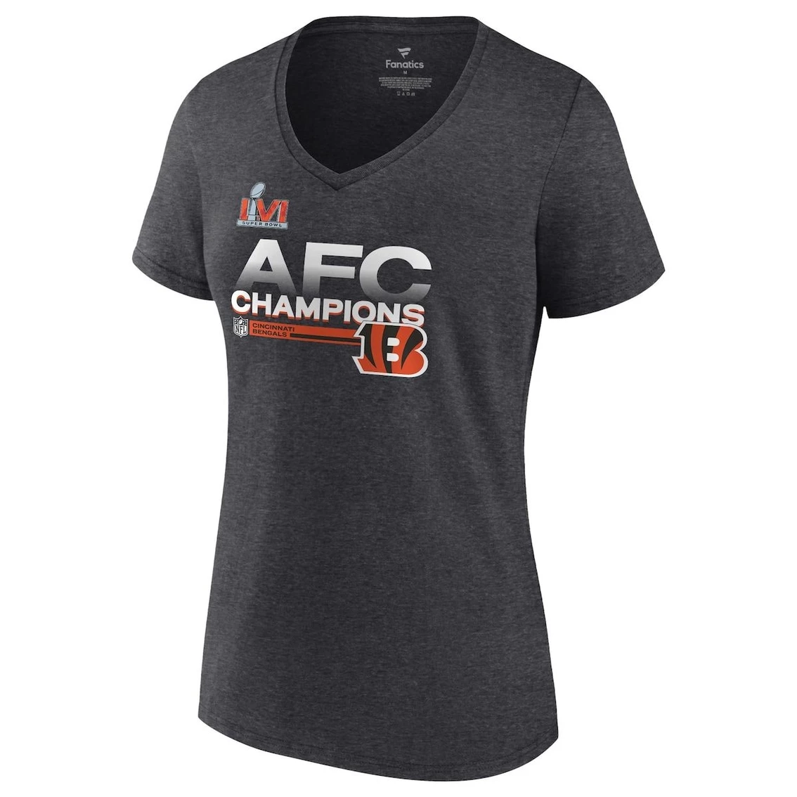 Fanatics Branded Women's Heathered Charcoal Cincinnati Bengals 2021 AFC S Locker Room Trophy Collection V-Neck T-Shirt 5 Fanatics Branded Women's Heathered Charcoal Cincinnati Bengals 2021 AFC S Locker Room Trophy Collection V-Neck T-Shirt - Image 3