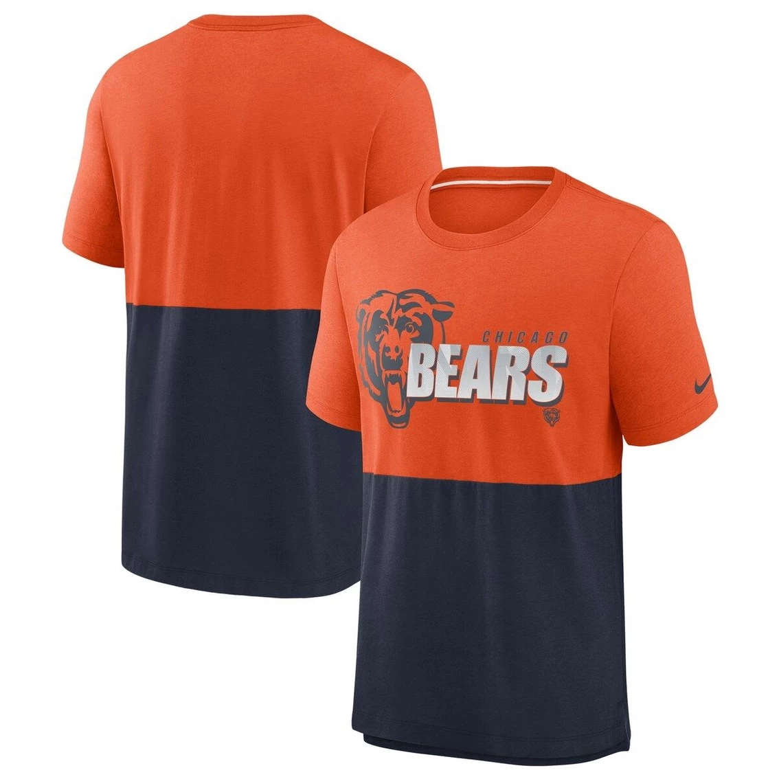 Nike Men's Orange/Navy Chicago Bears Fan Gear Colorblock Tri-Blend T-Shirt 4 Nike Men's Orange/Navy Chicago Bears Fan Gear Colorblock Tri-Blend T-Shirt - Image 2