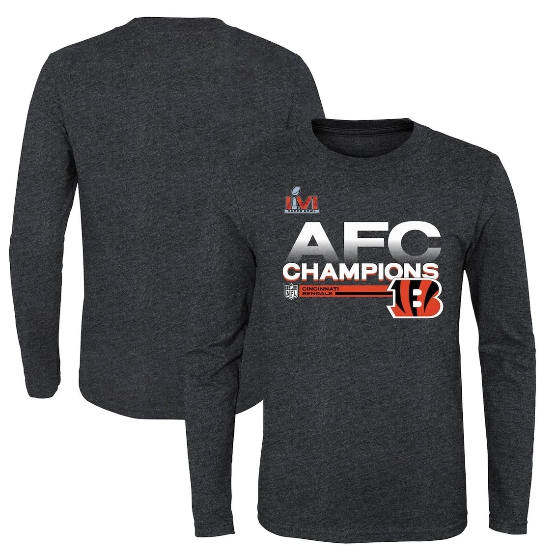 Fanatics Branded Youth Heathered Charcoal Cincinnati Bengals 2021 AFC S Locker Room Trophy Collection Long Sleeve T-Shirt 3 Fanatics Branded Youth Heathered Charcoal Cincinnati Bengals 2021 AFC S Locker Room Trophy Collection Long Sleeve T-Shirt
