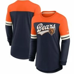 Nike Women's Navy/Orange Chicago Bears Retro Script Performance Tri-Blend Long Sleeve T-Shirt