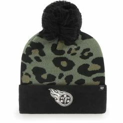 '47 Women's Green/Black Tennessee Titans Bagheera Cuffed Knit Hat With Pom