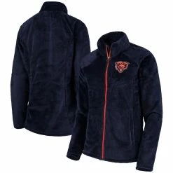 G-III 4Her By Carl Banks Women's Navy Chicago Bears Tie Breaker Fleece Full-Zip Jacket