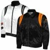 BlaCkOWned Men's Black/White Cincinnati Bengals X BlaCkOWned Stripes Don't Come Easy Reversible Satin Bomber Full-Zip Jacket -Fanatics DSCO1161634299 1007