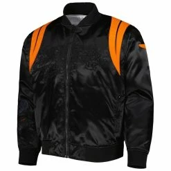 BlaCkOWned Men's Black/White Cincinnati Bengals X BlaCkOWned Stripes Don't Come Easy Reversible Satin Bomber Full-Zip Jacket 8 BlaCkOWned Men's Black/White Cincinnati Bengals X BlaCkOWned Stripes Don't Come Easy Reversible Satin Bomber Full-Zip Jacket -Fanatics DSCO1161634299 1007 ALT2