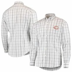 Antigua Men's White/Navy Chicago Bears Keen Long Sleeve Button-Down Shirt