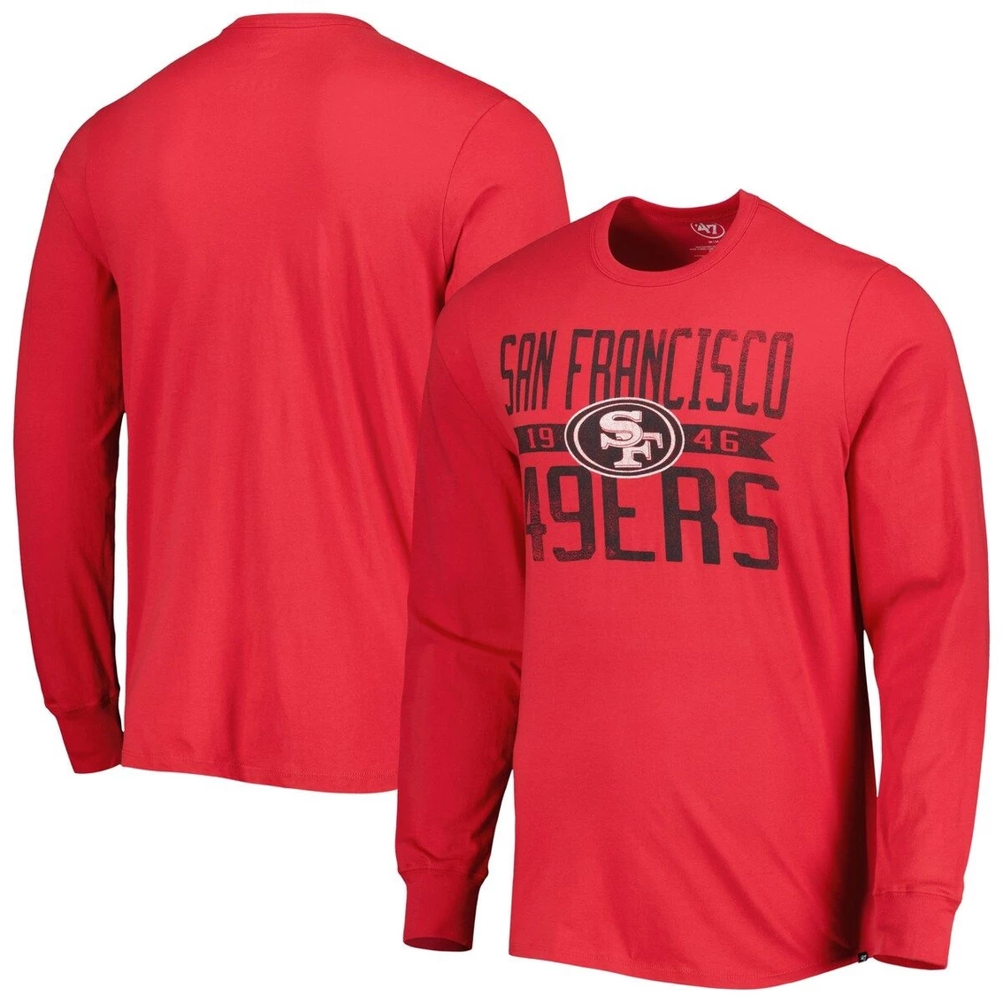 '47 Men's Scarlet San Francisco 49ers Brand Wide Out Franklin Long Sleeve T-Shirt 4 '47 Men's Scarlet San Francisco 49ers Brand Wide Out Franklin Long Sleeve T-Shirt - Image 2