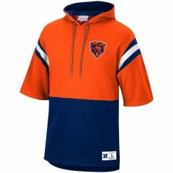 Mitchell & Ness Men's Orange/Navy Chicago Bears Gridiron Classics Training Room Half-Sleeve Pullover Hoodie -Fanatics DSCO1161641560 2294 ALT2