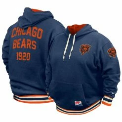 New Era Men's Navy Chicago Bears Throwback Pullover Hoodie